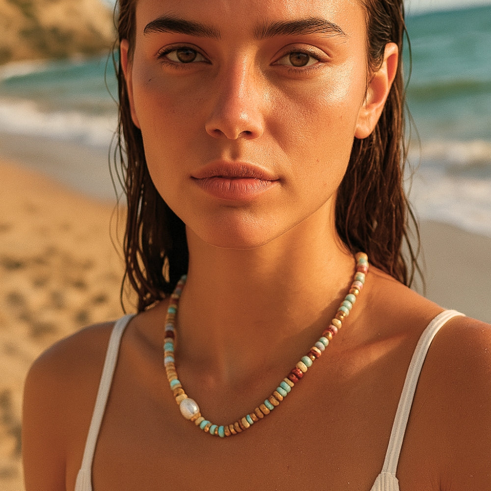 Natural Stone Freshwater Pearl Necklace