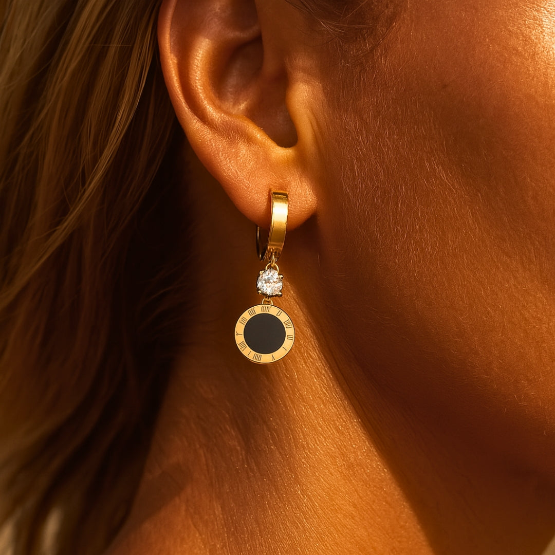 Roman Round Pendant Earrings