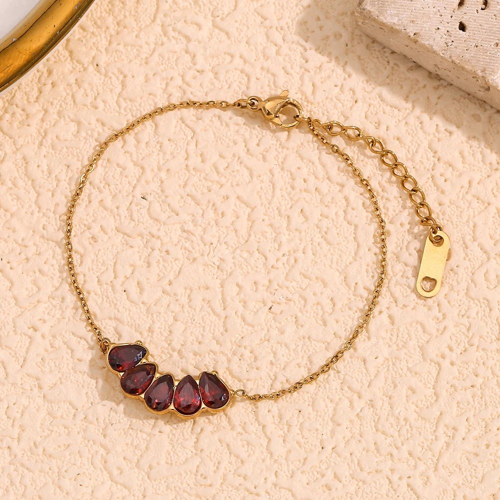 Arden Garnet Bead Bracelet - Zafinne Jewelry