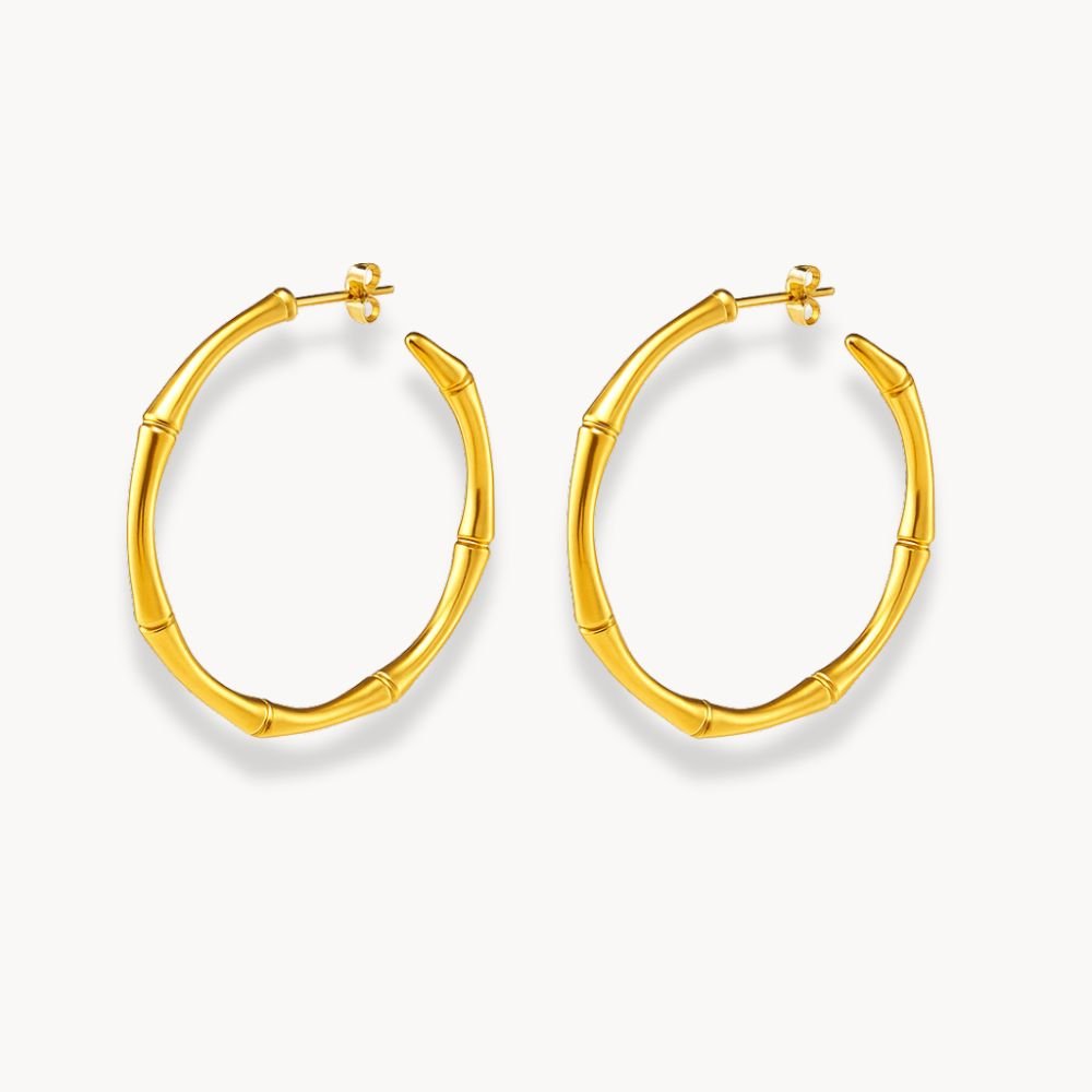 Bamboo Hoop Earrings - Zafinne Jewelry