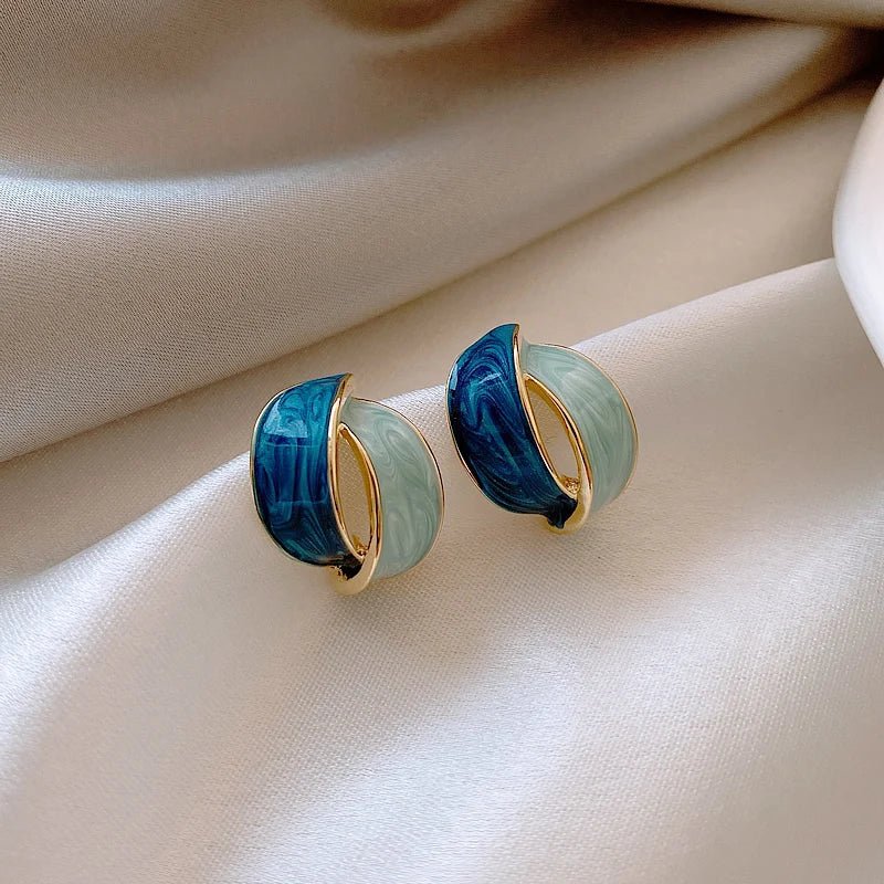 Blue Oval Earrings - Zafinne Jewelry