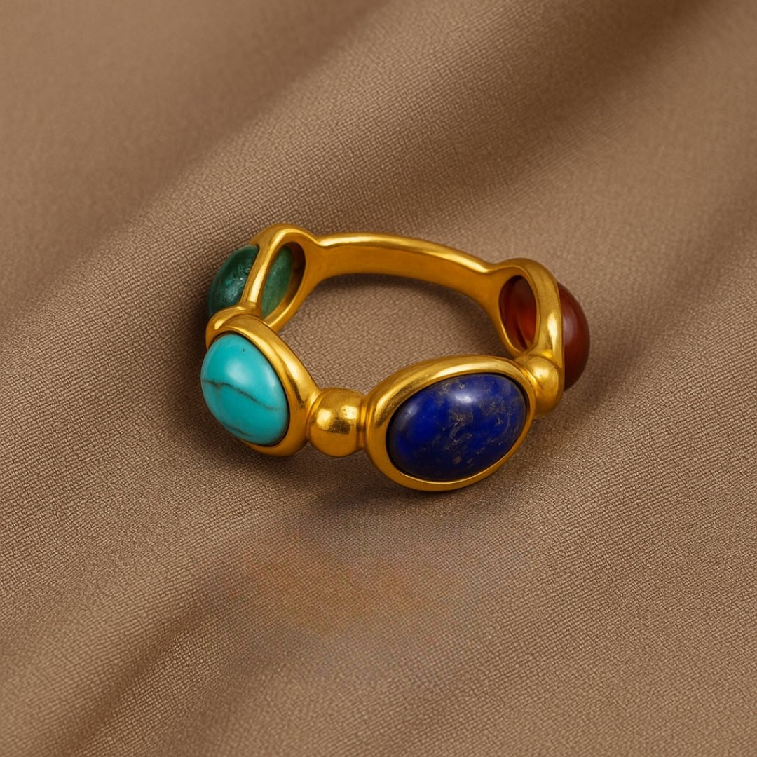 Colorful Natural Stone Agate Ring - Zafinne Jewelry