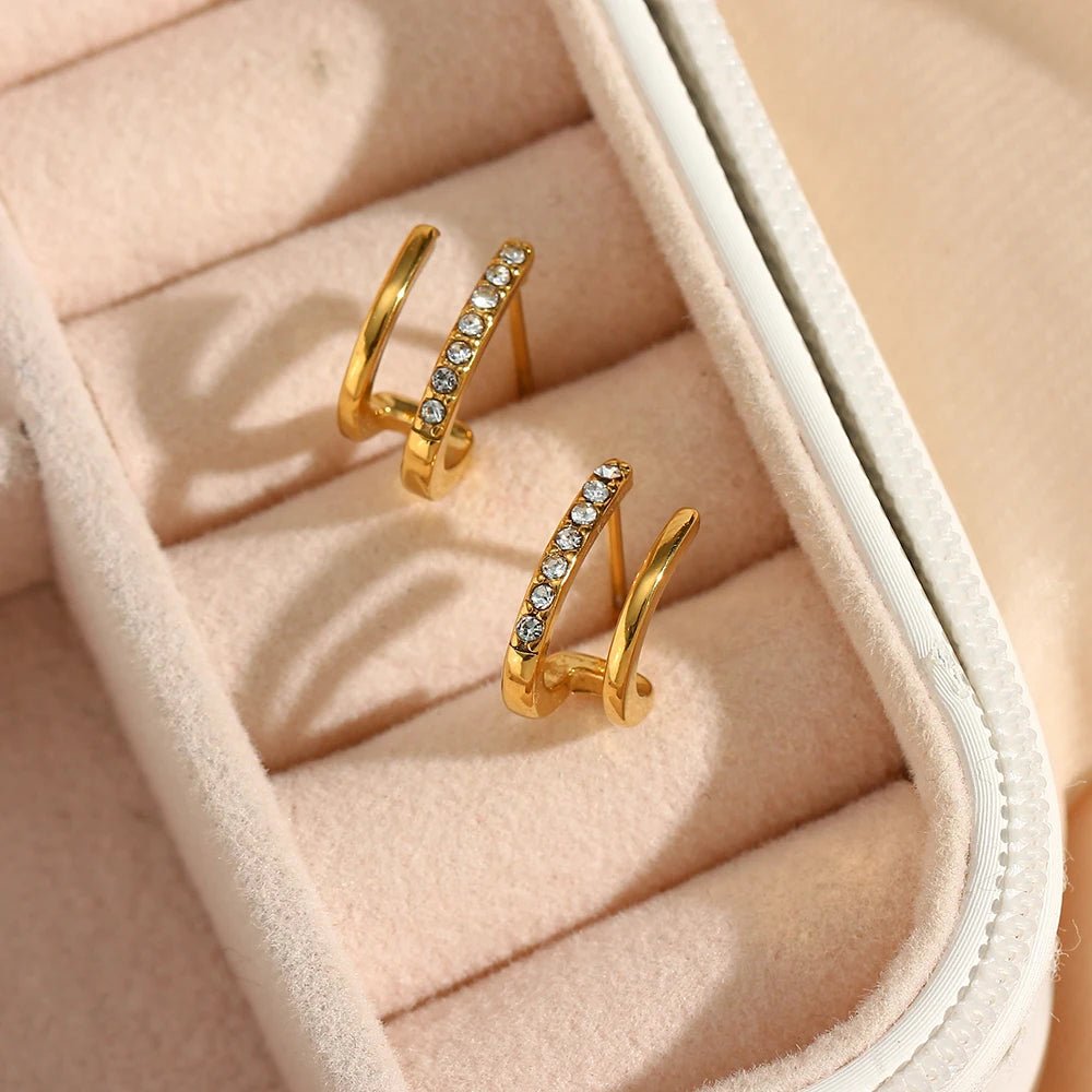 Crystal Double Earrings - Zafinne Jewelry