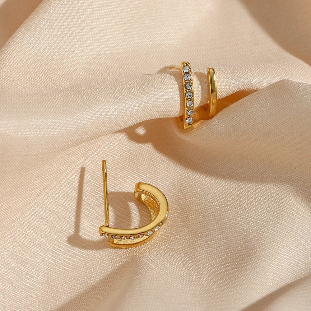 Crystal Double Earrings - Zafinne Jewelry
