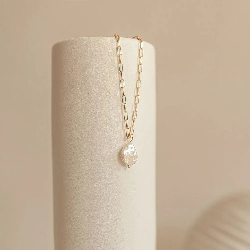 Freshwater Pearl Pendant Chain Necklace - Zafinne Jewelry