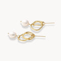 Geometric Drop Natural Pearl Earrings - Zafinne Jewelry