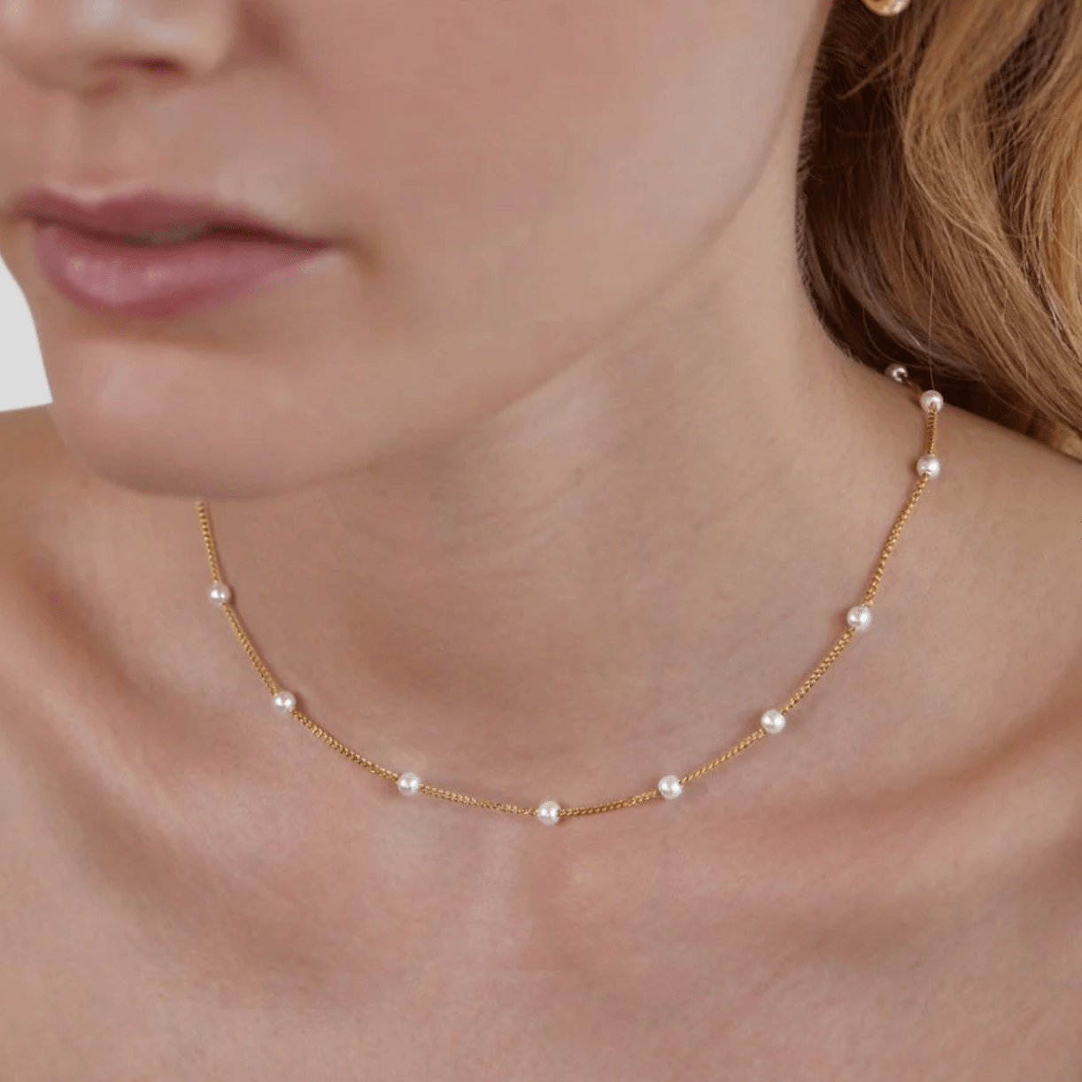 Gold Necklace Pearls - Zafinne Jewelry