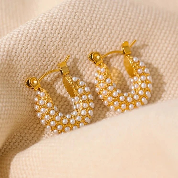 Hoop Vintage Pearls Earrings - Zafinne Jewelry