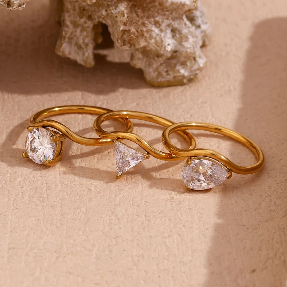 Nina Pear Cut Twist Ring - Zafinne Jewelry