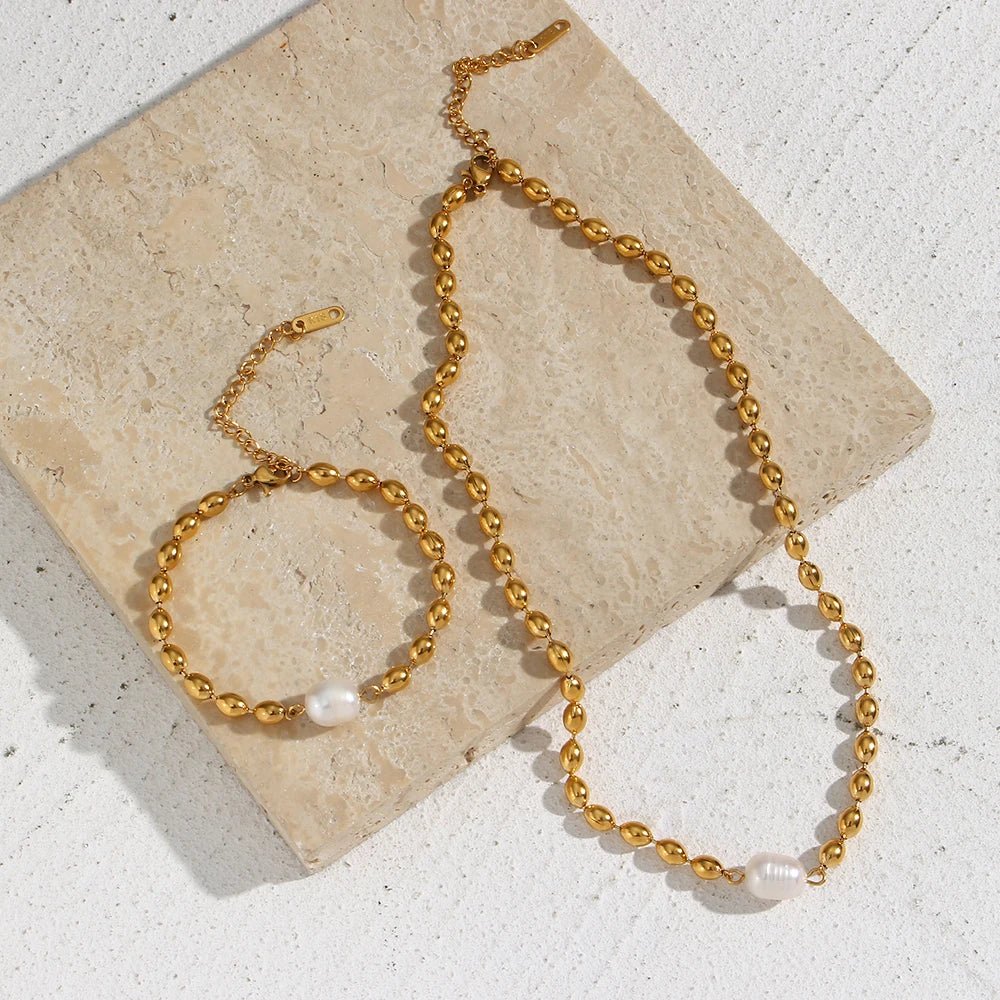 Oval Beads Freshwater Pearl Bracelet - Zafinne Jewelry