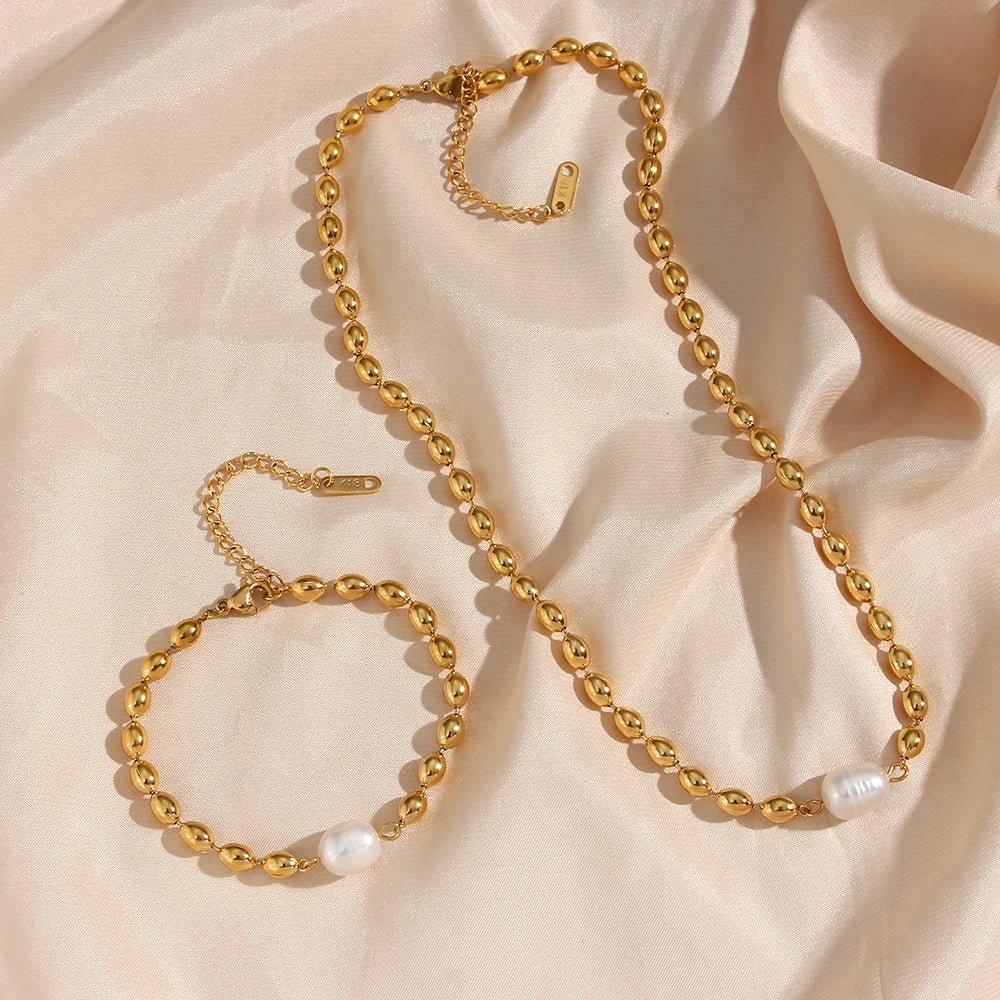 Oval Beads Freshwater Pearl Bracelet - Zafinne Jewelry