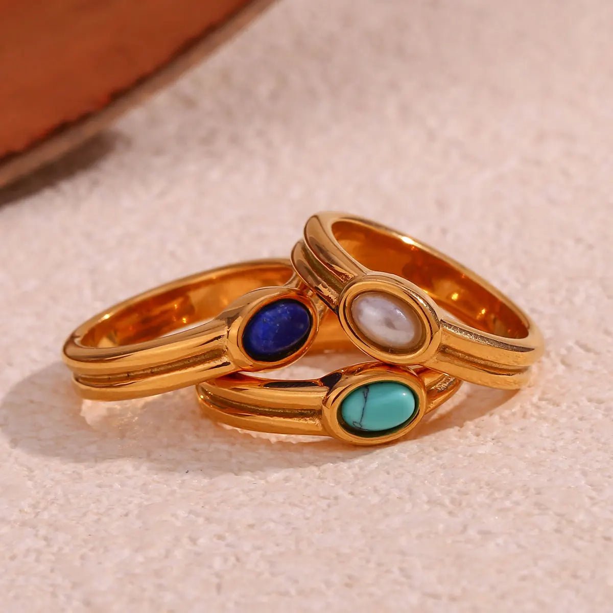 Oval Natural Stone Vintage Ring - Zafinne Jewelry