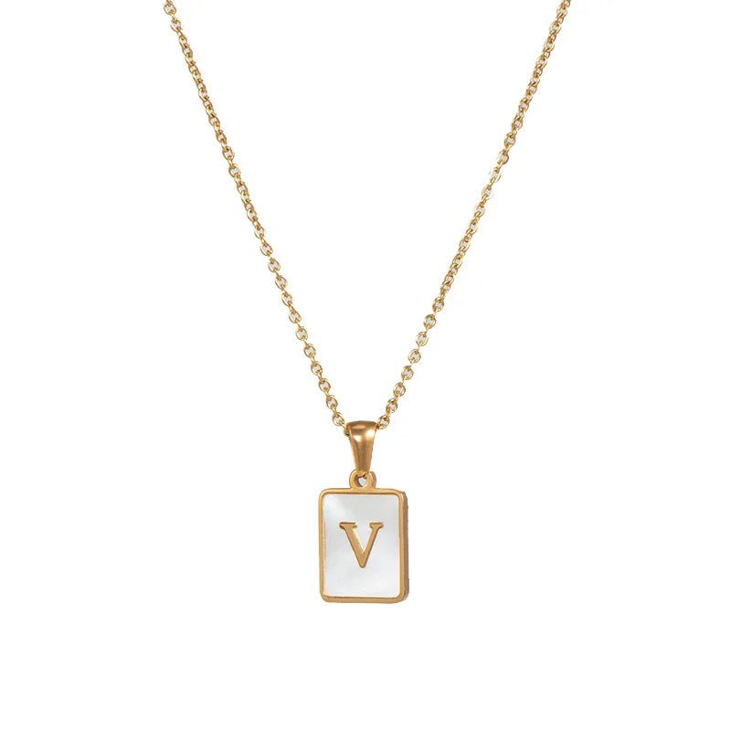 Pearl Shell Initial Letter Necklace - Zafinne Jewelry