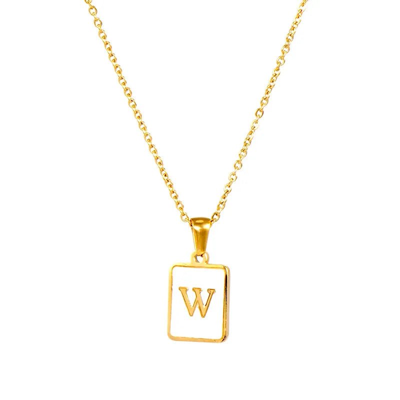 Pearl Shell Initial Letter Necklace - Zafinne Jewelry