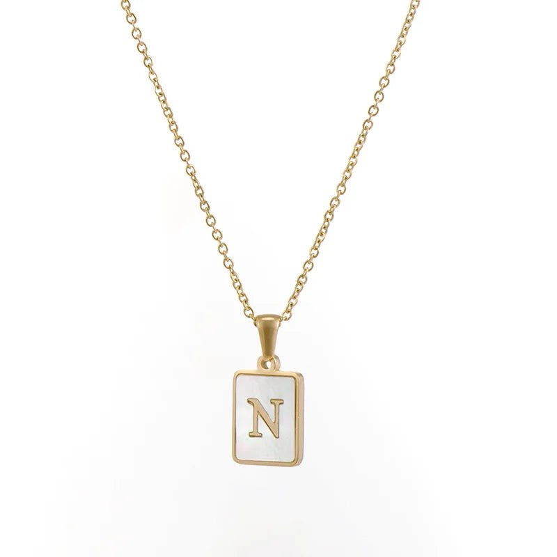Pearl Shell Initial Letter Necklace - Zafinne Jewelry