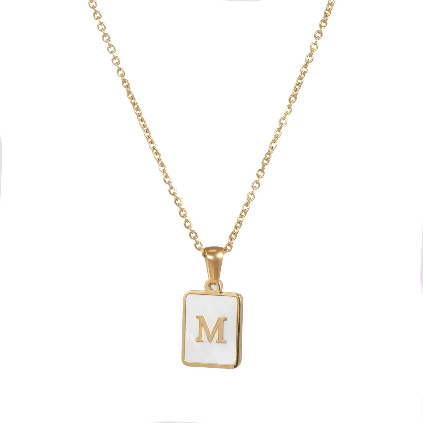 Pearl Shell Initial Letter Necklace - Zafinne Jewelry