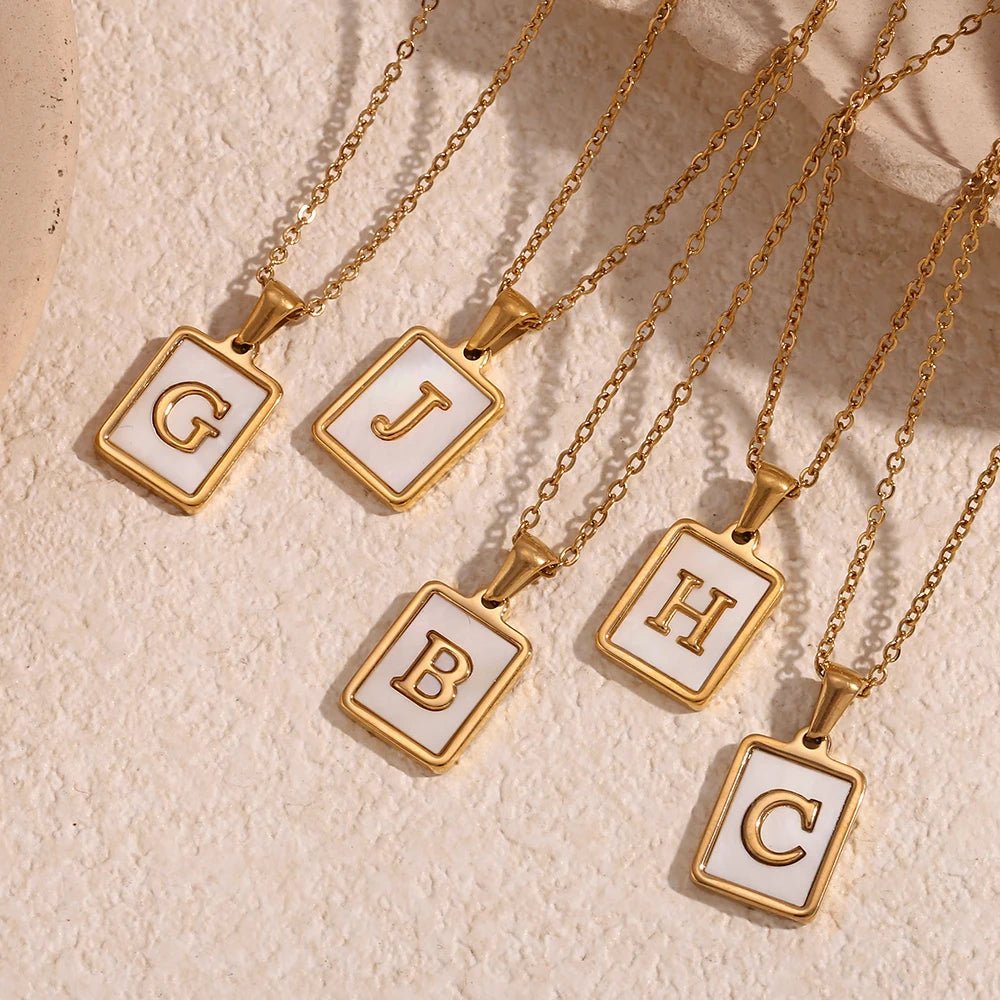 Pearl Shell Initial Letter Necklace - Zafinne Jewelry