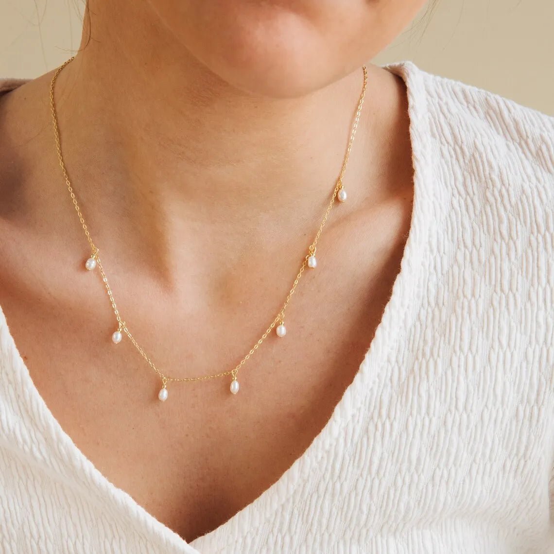 Pearls Pendant Chain Necklace - Zafinne Jewelry