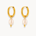 Round Hoop Freshwater Pearl Earrings - Zafinne Jewelry