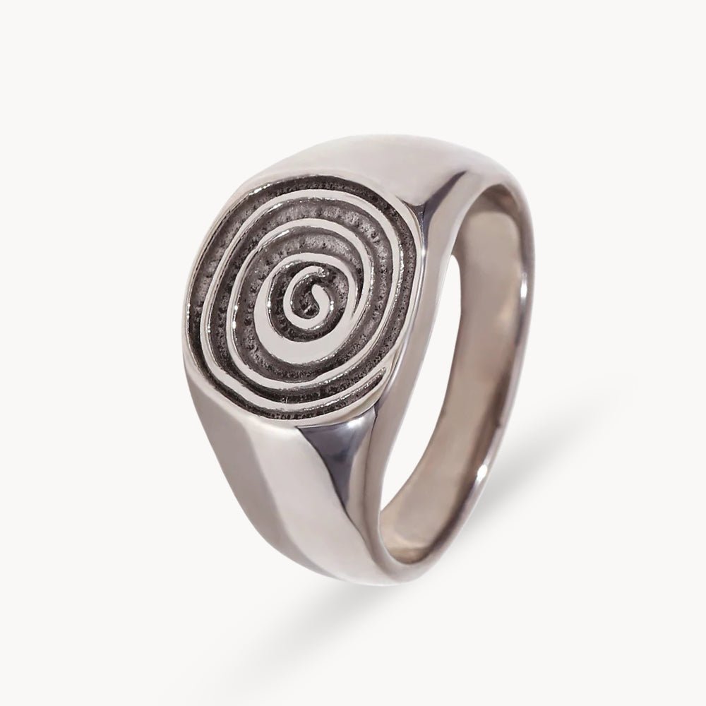 Spiral Signet Ring - Zafinne Jewelry