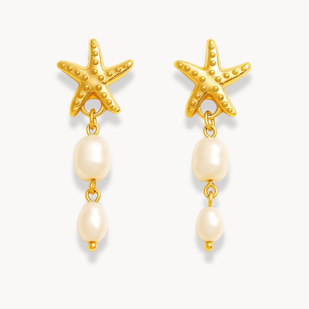 Starfish Pearl Pendant Earrings - Zafinne Jewelry