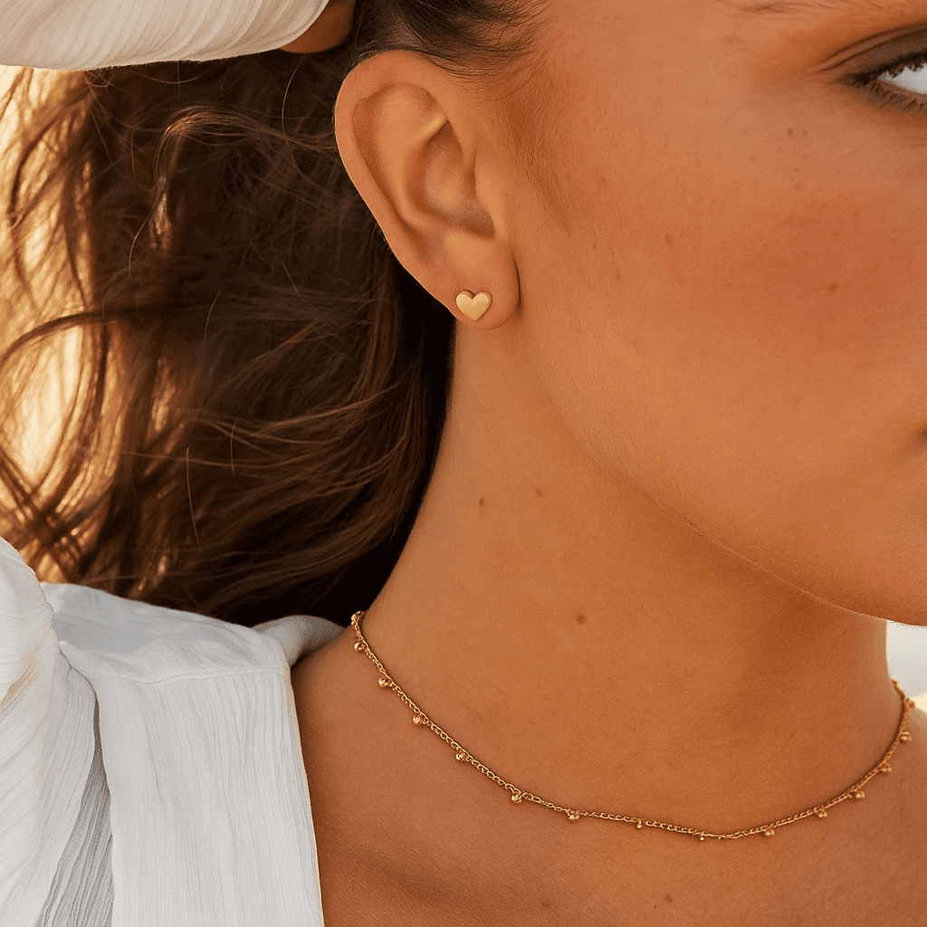 Sweet Gold Heart Earrings - Zafinne Jewelry