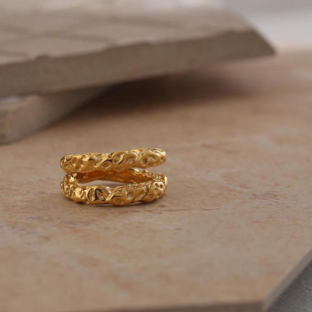 Textured Double Ring - Zafinne Jewelry