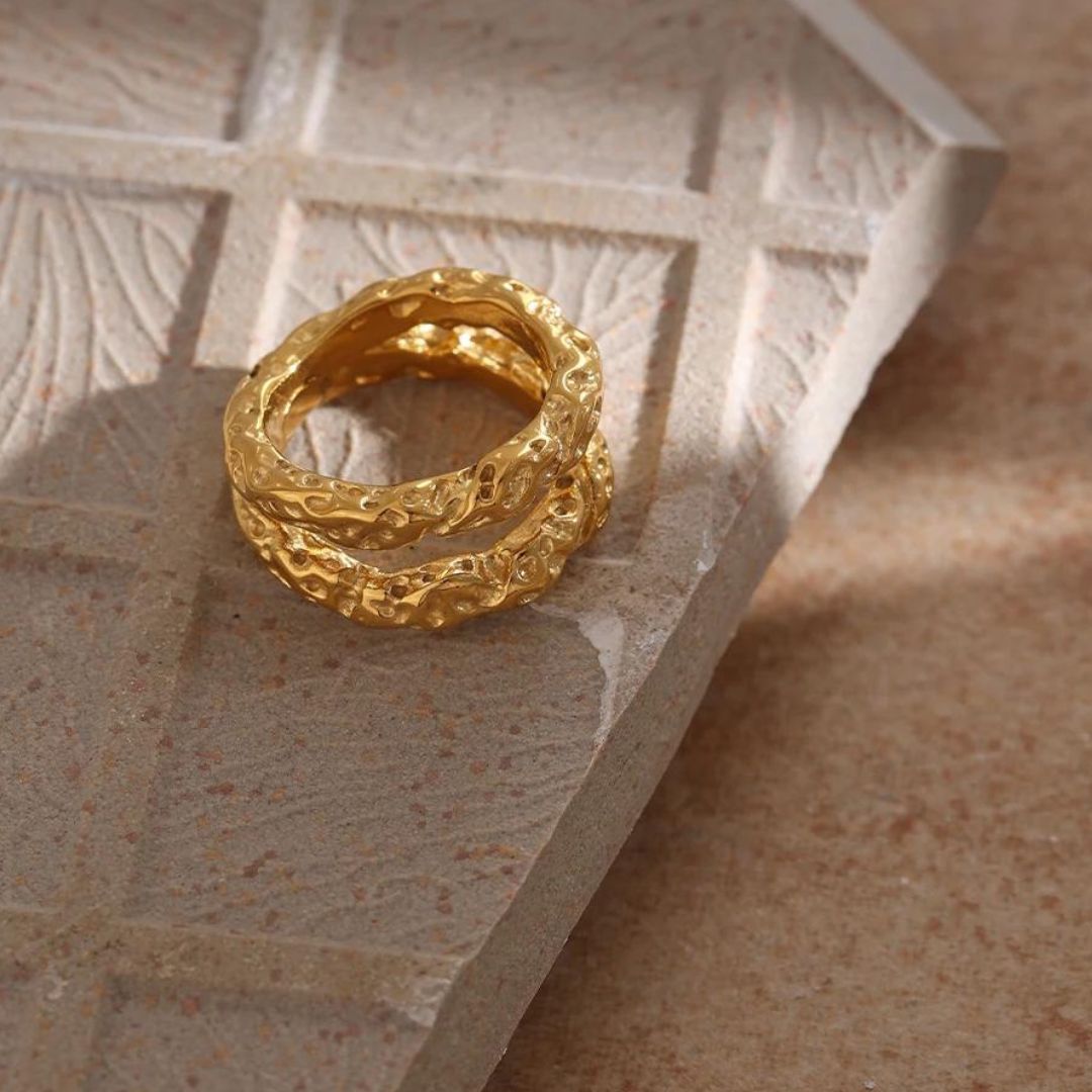 Textured Double Ring - Zafinne Jewelry