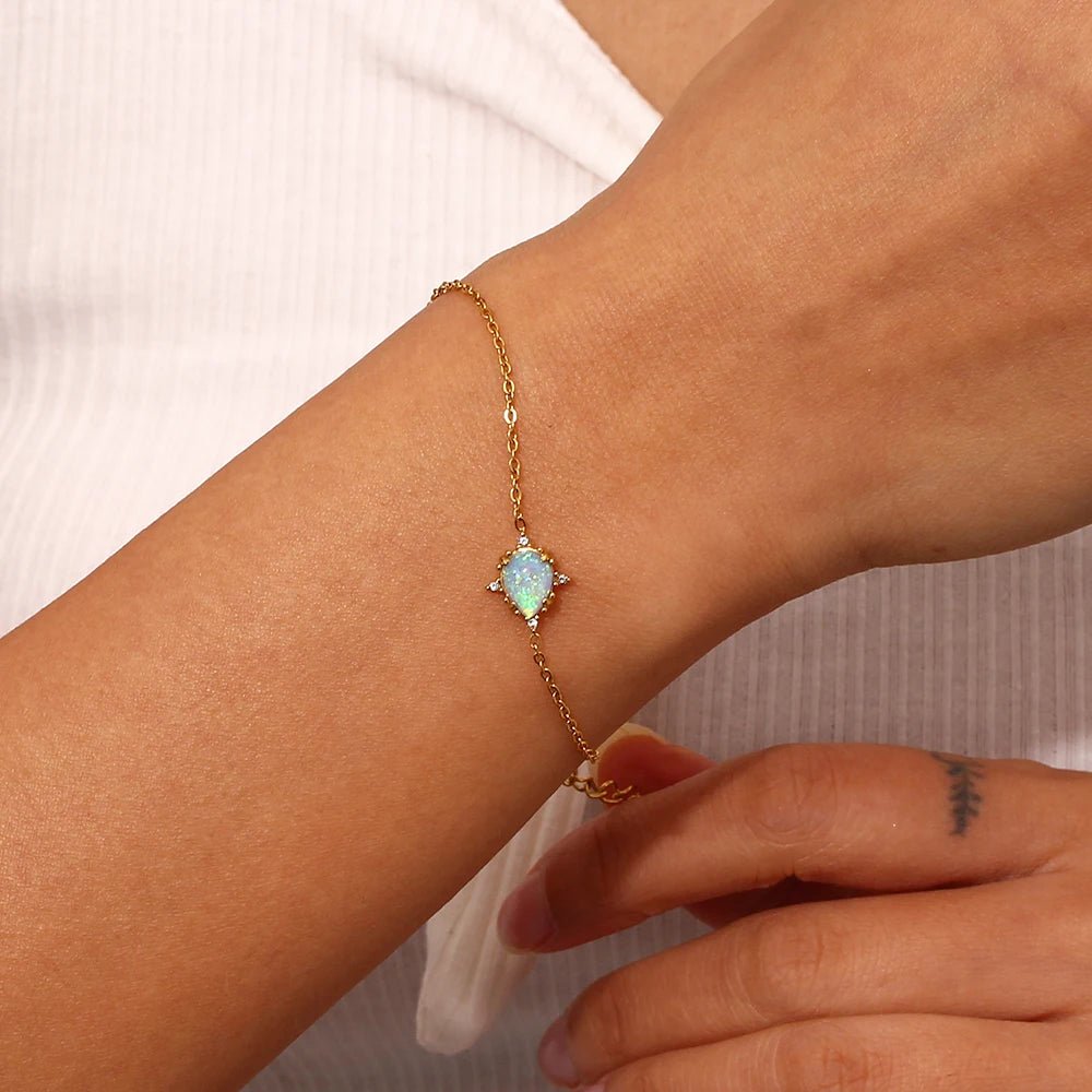 Waterdrop Blue Opal Stone Bracelet - Zafinne Jewelry