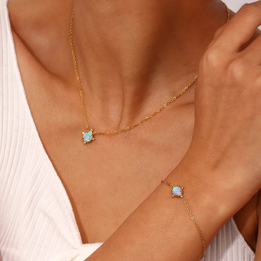 Waterdrop Blue Opal Stone Bracelet - Zafinne Jewelry