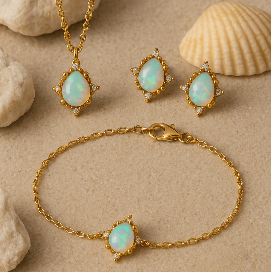 Waterdrop Blue Opal Stone Earrings - Zafinne Jewelry