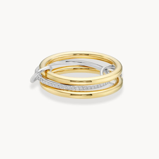 Camille Two - Tone Triple Band Pavé Ring - Zafinne Jewelry