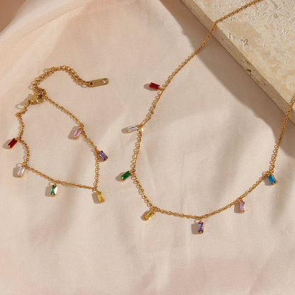 Colorful Square Stone Bracelet - Zafinne Jewelry