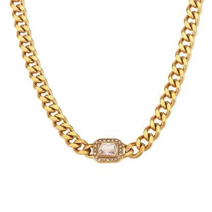 Cubic Zirconia Cuban Chain Necklace - Zafinne Jewelry