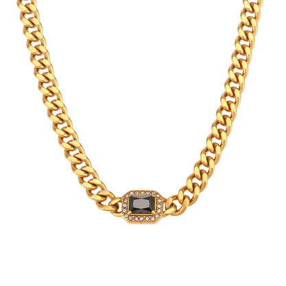 Cubic Zirconia Cuban Chain Necklace - Zafinne Jewelry