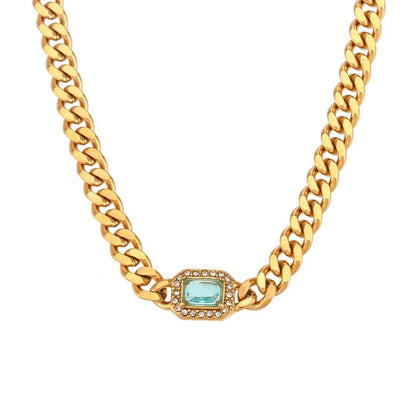 Cubic Zirconia Cuban Chain Necklace - Zafinne Jewelry