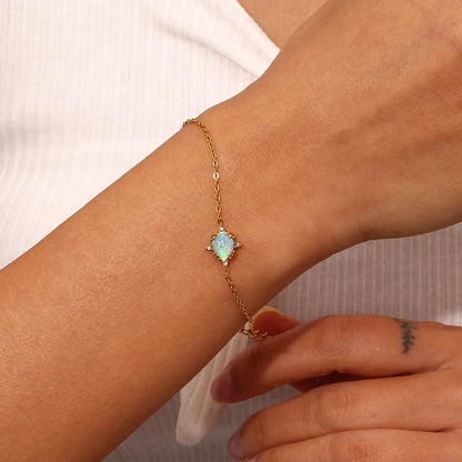 Waterdrop Blue Opal Stone Bracelet - Zafinne Jewelry