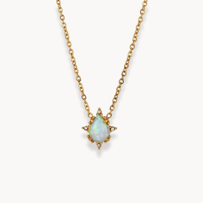 Waterdrop Blue Opal Stone Necklace - Zafinne Jewelry